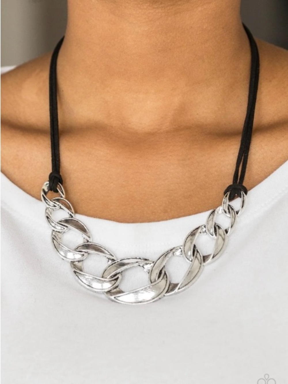NAPIER Silver-Toned and Black cord Statement necklace and Earring bundle
